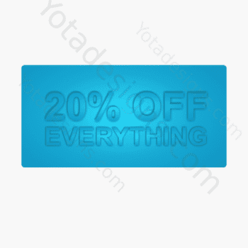 20% for shop, a graphic with blue background