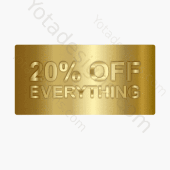 20% for shop, a graphic with gold background